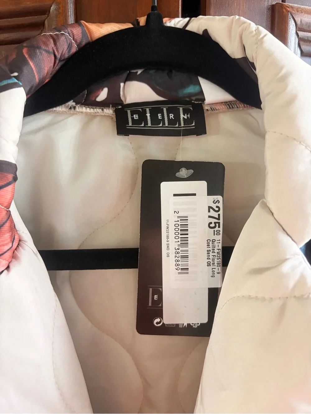 NWT Floral Quilted Jacket - White with Multicolor Floral Print